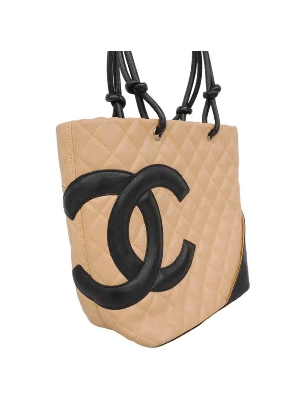 Chanel Tote Cambon Lambskin Beige Black Silver - Picture 2 of 10
